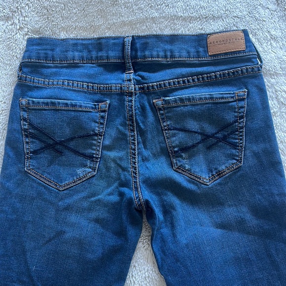 Aeropostale Jeans Skinny Ripped Distressed Blue Denim Size 00 - Picture 3 of 5